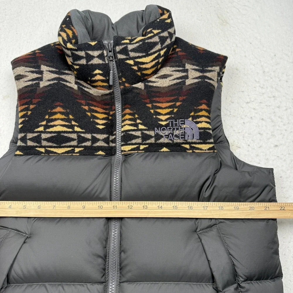 The North Face Vest Mens Medium Gray Pendleton Wool Down Puffer 700 Fill